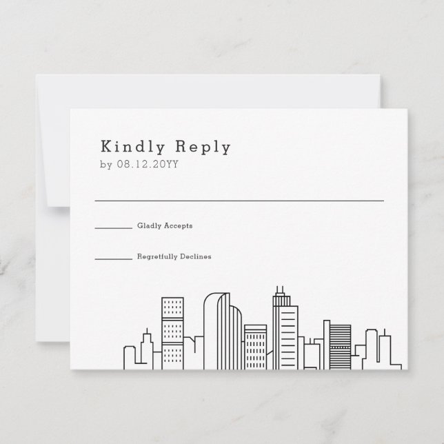 Denver, Colorado Wedding | Stylized Skyline RSVP (Front)