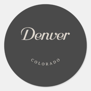 Denver Colorado White Font Classic Round Sticker
