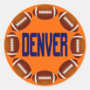 DENVER FOOTBALL CIRCLE CLASSIC ROUND STICKER