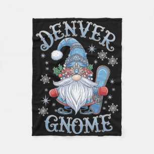 Denver Gnome Christmas Cheer Snowboarding Fun Fleece Blanket