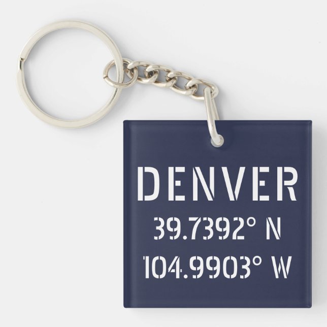 Denver Latitude Longitude Keychain (Front)