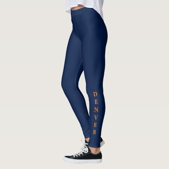 Denver Orange Lettering Blue Leggings