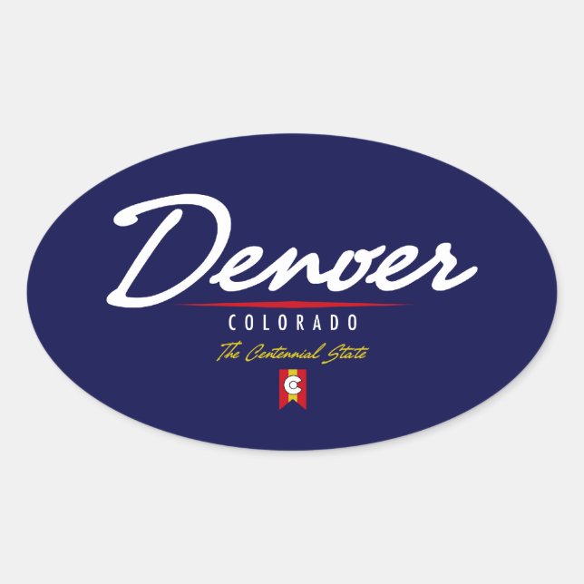 Denver Script Oval Sticker (Front)