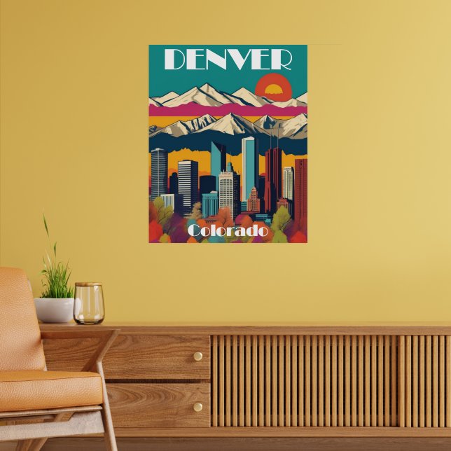 Denver Skyline Colorado Travel Wall Poster (Living Room 2)