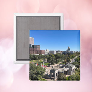 Denver Skyline View with State Capitol Magnet