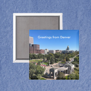 Denver Skyline View with State Capitol Personalize Magnet