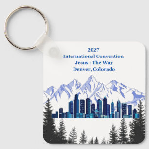 Denver Skyline Winter Keychain