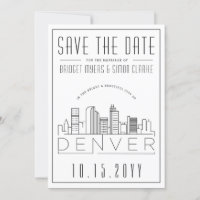 Denver Wedding Stylized Skyline Save the Date