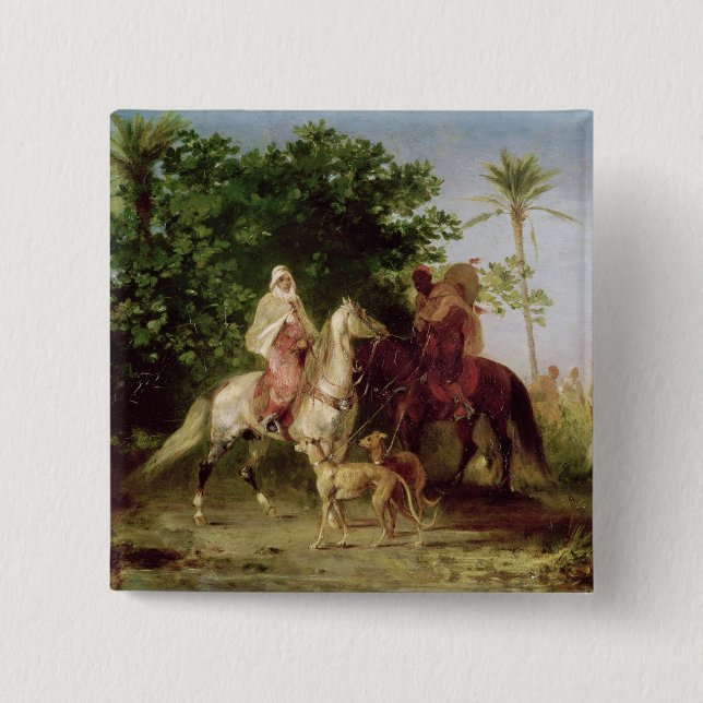 Departing for the Hunt 2 Inch Square Button (Front)