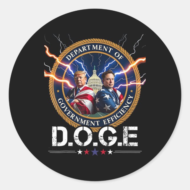 Department Of Government Efficiency Doge Trump 47t Classic Round Sticker (Front)