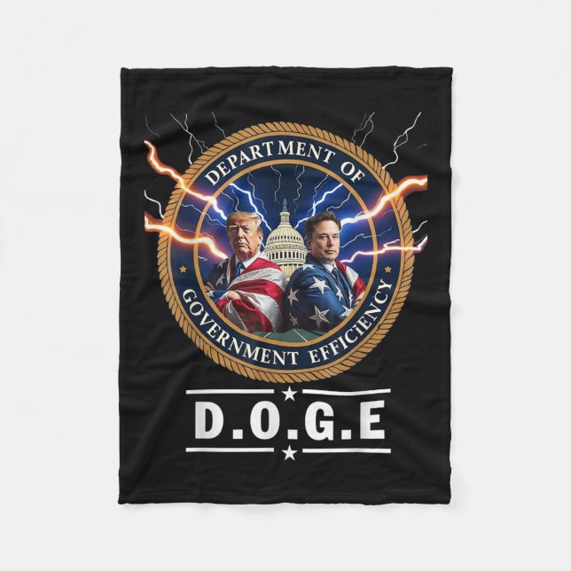 Department Of Government Efficiency Doge Trump Fleece Blanket (Front)