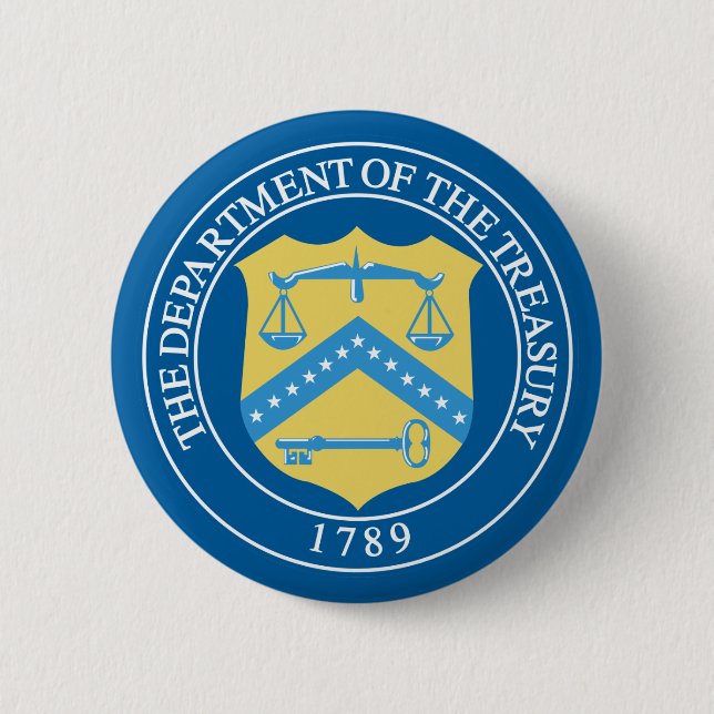 Department of the Treasury 2 Inch Round Button (Front)