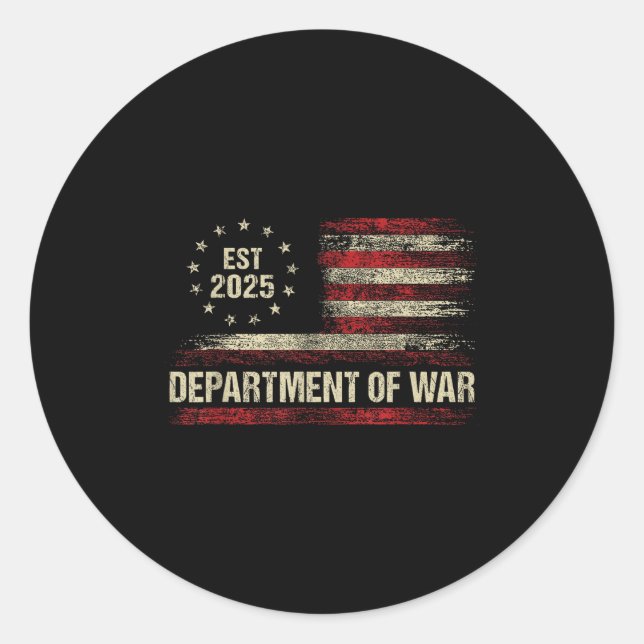 Department Of War Established 2025 Re-established  Classic Round Sticker (Front)