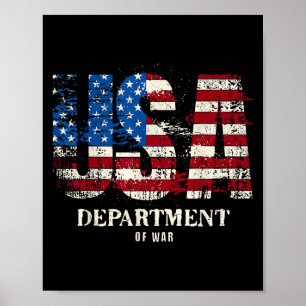 Department Of War Vintage Usa Flag Military 2025  Poster