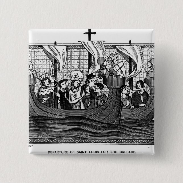 Departure of St. Louis for the Crusade 2 Inch Square Button (Front)