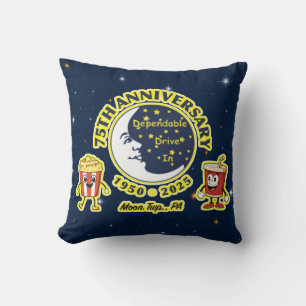 Dependable Drive In 75th Anniversary Throw Pillow