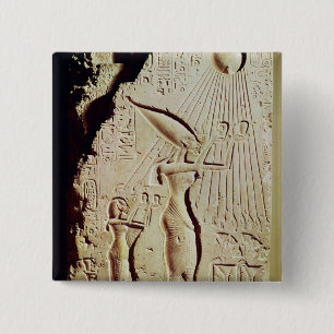 Depicting Amenophis IV, Nefertiti and Daughter 2 Inch Square Button