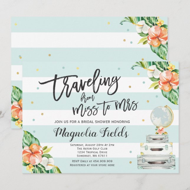Déplacement de Mlle To Mme invitation de Fête de (Devant / Derrière)