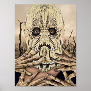 Déplaisant Scarecrow Woman Horror Poster d'art ori
