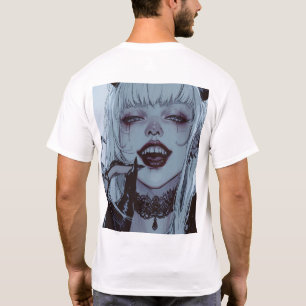 Déplaisant Smile Anime Girl avec T-shirt à cheveux