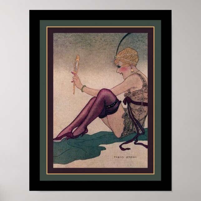 Dépliant Art déco des années 1920 avec miroir (Devant)