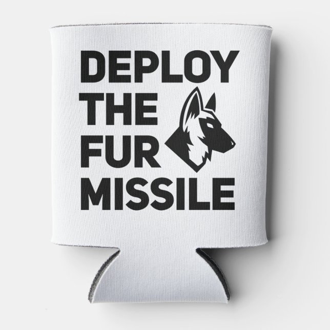 Deploy The Fur Missile Can Cooler (Front)