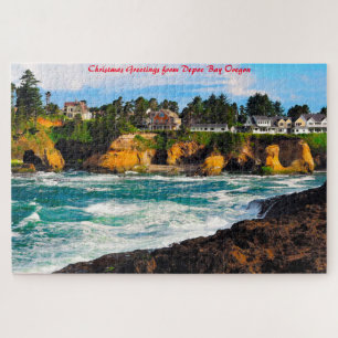 Depoe Bay Oregon. Christmas Greetings Jigsaw Puzzle