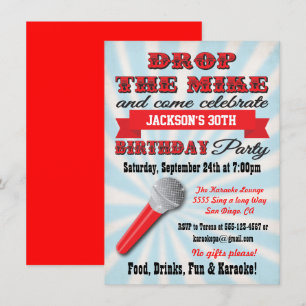 Déposez le micro avec cette invitation de fête d'a
