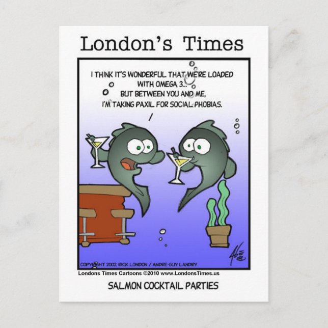 Depressed Salmon Funny Cards Mugs & Gifts (Front)