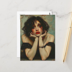 Depressed Woman Postcard