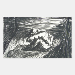 Depression Alone in a Dark Room charcoal drawing Sticker