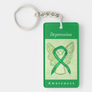 Depression Awareness Ribbon Angel Keychain