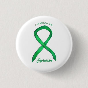 Depression Awareness Ribbon Green Art Pin Buttons