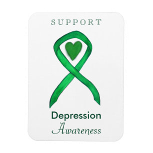 Depression Awareness Ribbon Heart Art Magnet