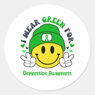 Depression Awareness Ribbon Support Gifts Classic Round Sticker