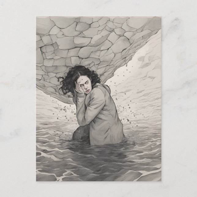 Depression Black and White Postcard (Front)