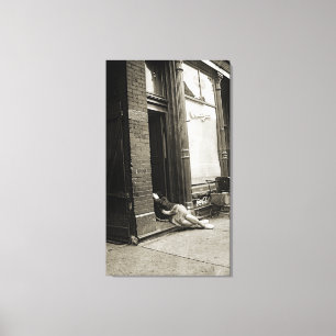 DEPRESSION ERA COLLAPSED WOMAN BABY CARRIAGE PHOTO CANVAS PRINT