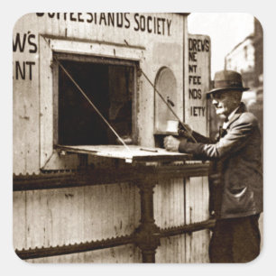 Depression Era One Penny Coffee Stand Square Sticker