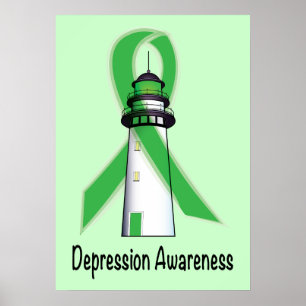 Depression Green Awareness Lighthouse of Hope Poster