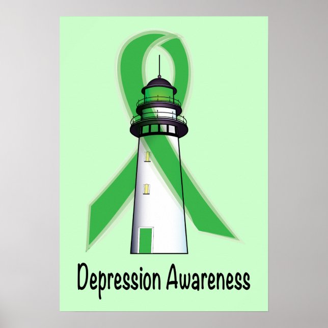Depression Green Awareness Lighthouse of Hope Poster (Front)