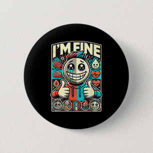 Depression I'm Fine Help Mental Health Awareness  2 Inch Round Button