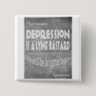 depression lies #silverribbons 2 inch square button