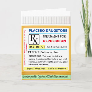 DEPRESSION RX Prescription for Health Get Well Card