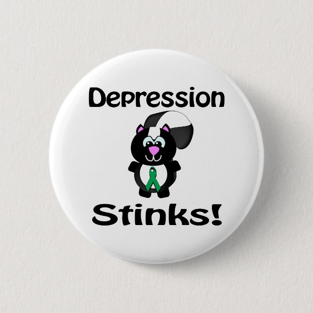 Depression Stinks Skunk Awareness Design 2 Inch Round Button (Front)