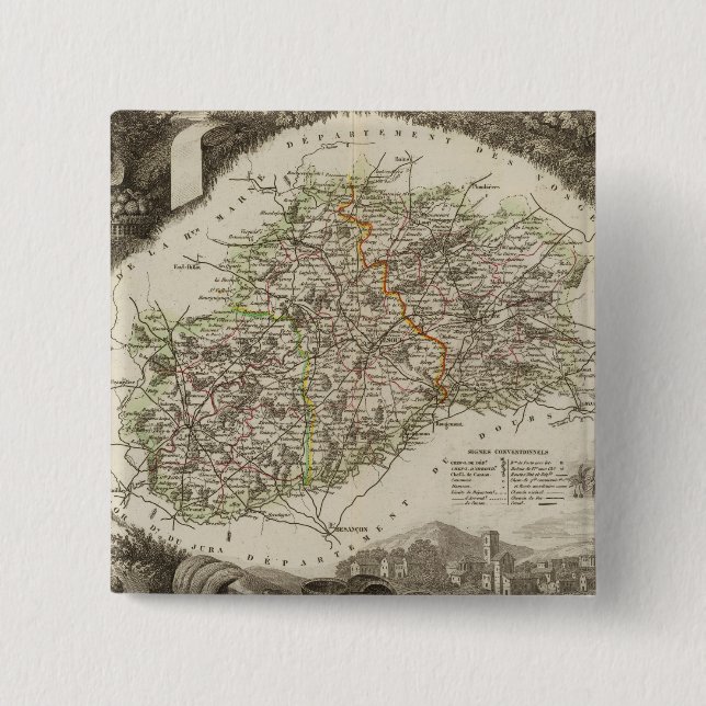 Dept. De La Hte Saone 2 Inch Square Button (Front)
