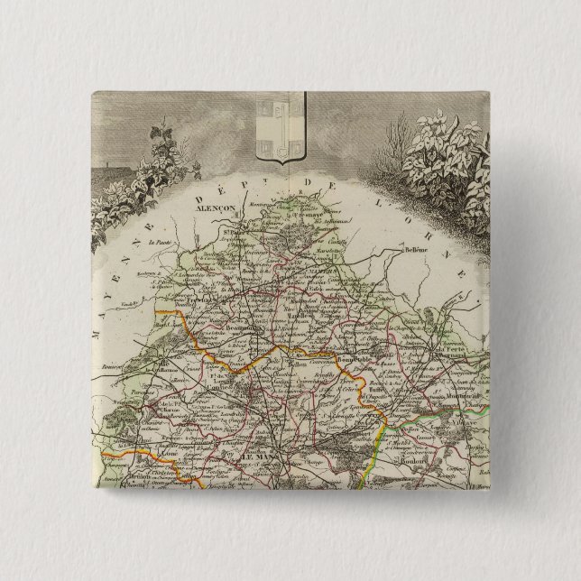 Dept. De La Sarthe 2 Inch Square Button (Front)