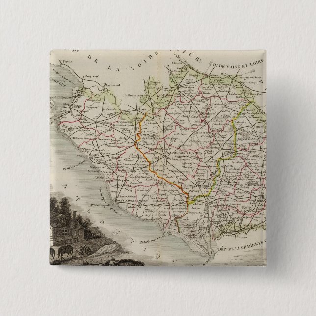 Dept. De La Vendee 2 Inch Square Button (Front)