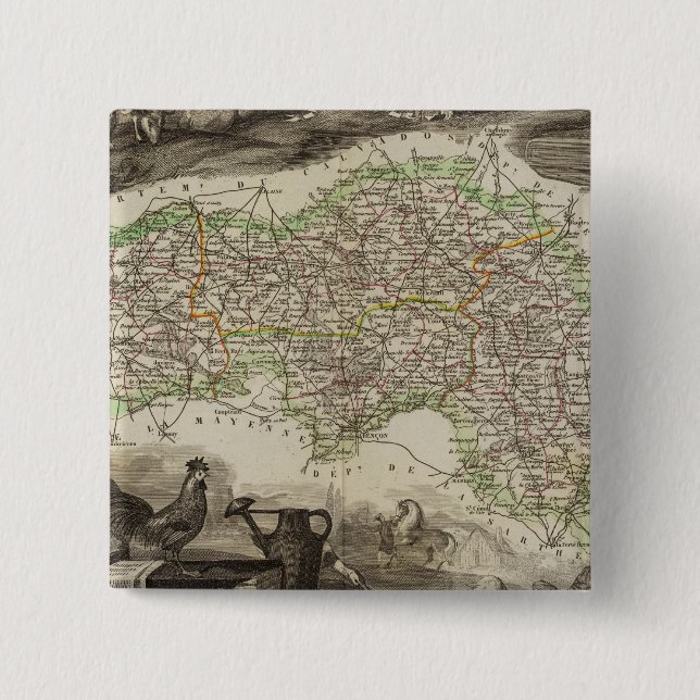 Dept. De L'Orne 2 Inch Square Button (Front)