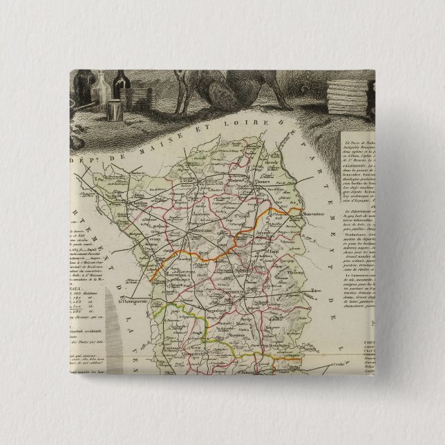 Dept. Des Deux Sevres 2 Inch Square Button (Front)