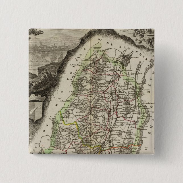 Dept. Du Haut Rhin 2 Inch Square Button (Front)